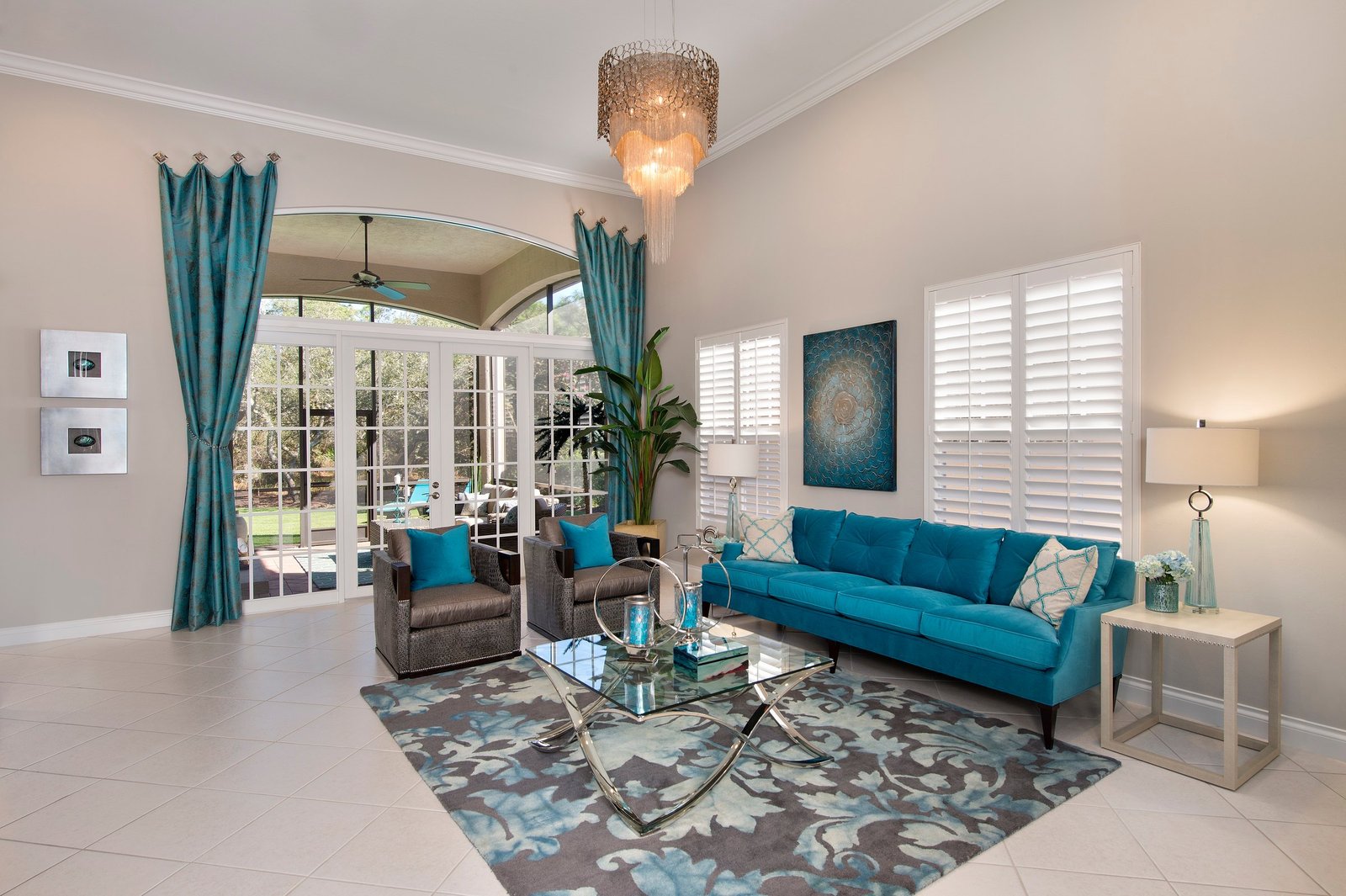 West Bay Courtyard Home interior design: living room