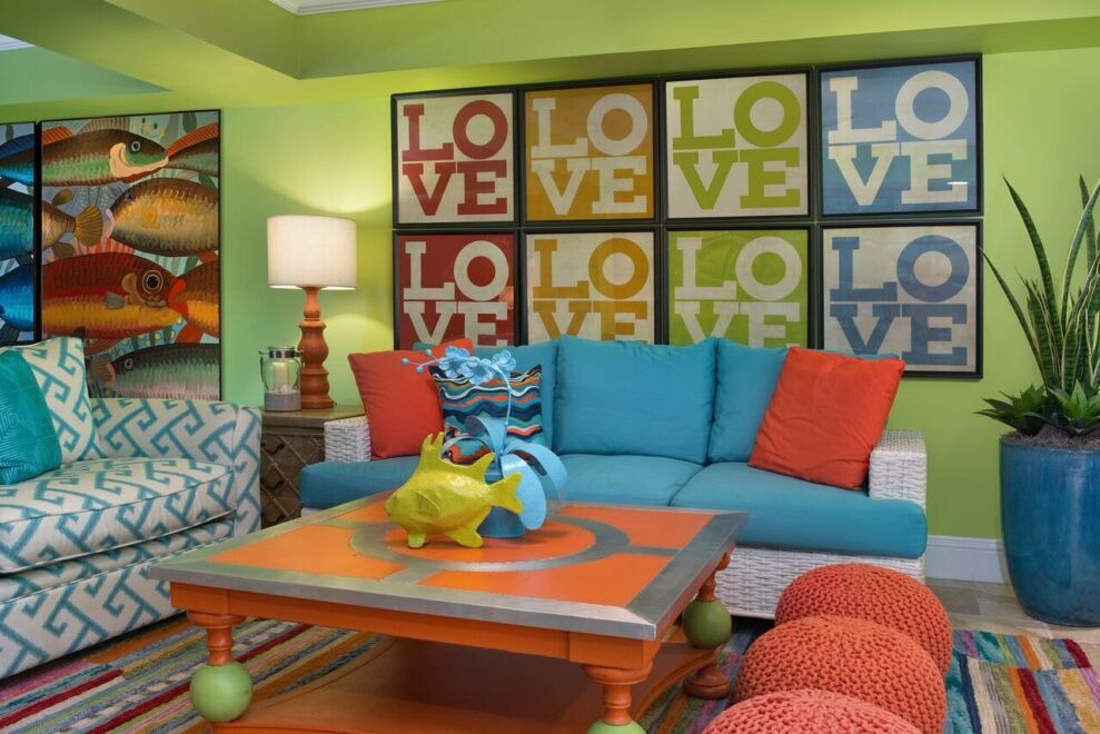 Colorful Captiva interior design: den