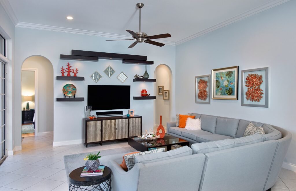 West Bay Courtyard Home interior design: living room
